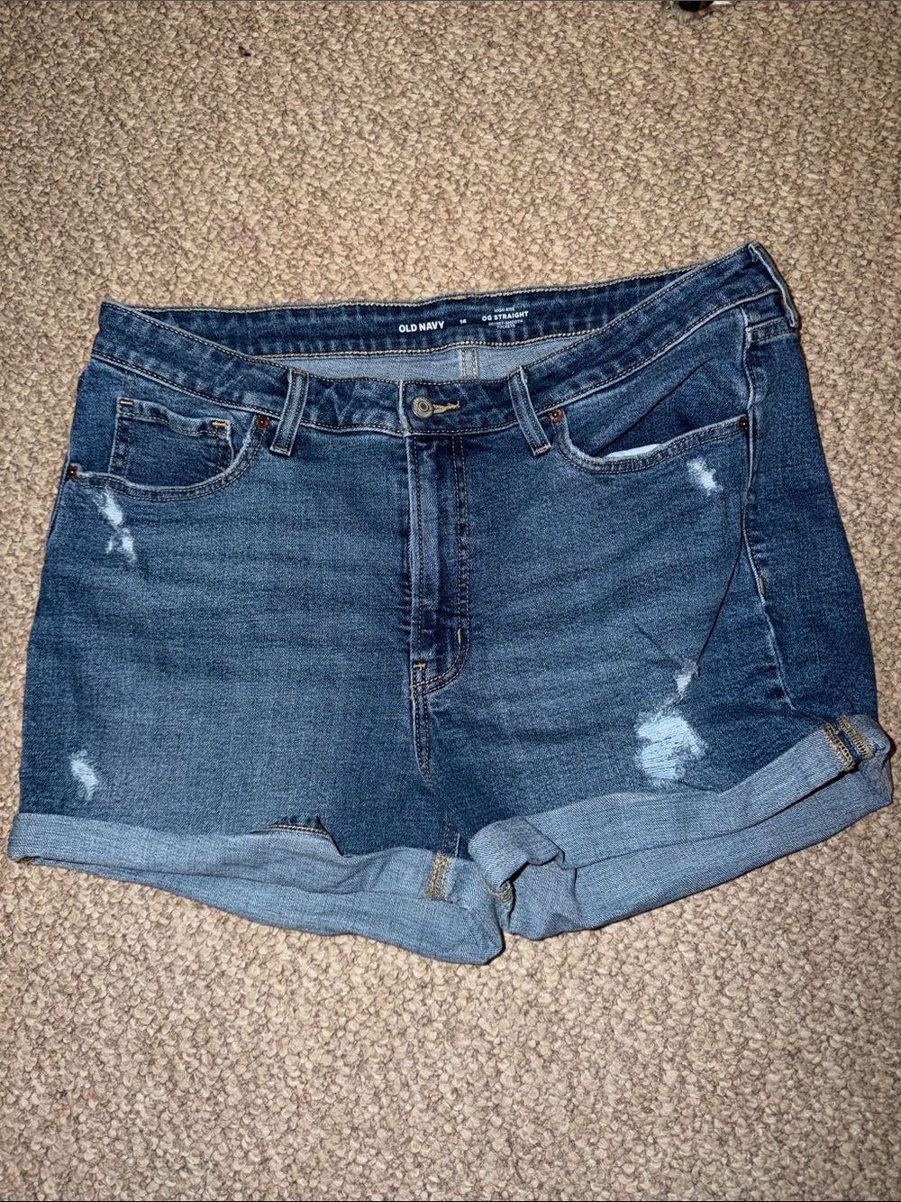 Old Navy Blue Rolled Hem Distressed Denim Shorts